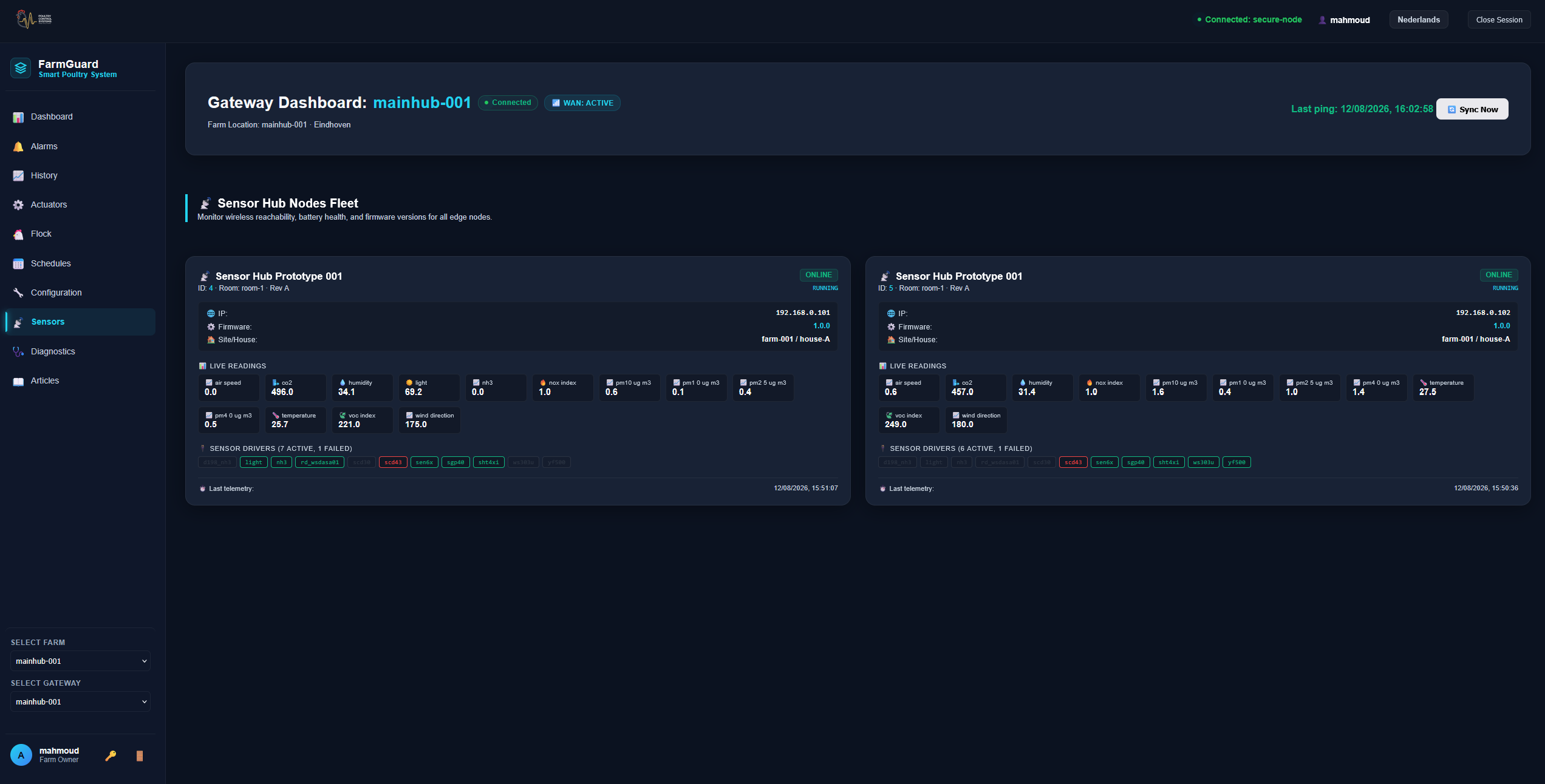 Sensor Hub Status